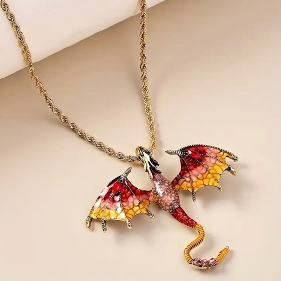 ✨Betsey Johnson Dragon Blaze Charm Necklace - Picture 5 of 6